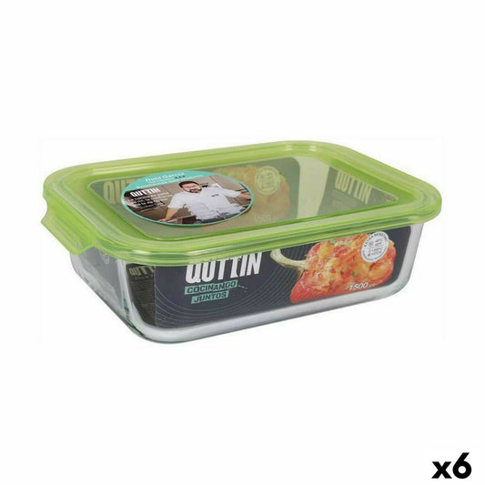 Rectangular Lunchbox with Lid Quttin Green Rectangular 1,5 L (6 Units) Quttin