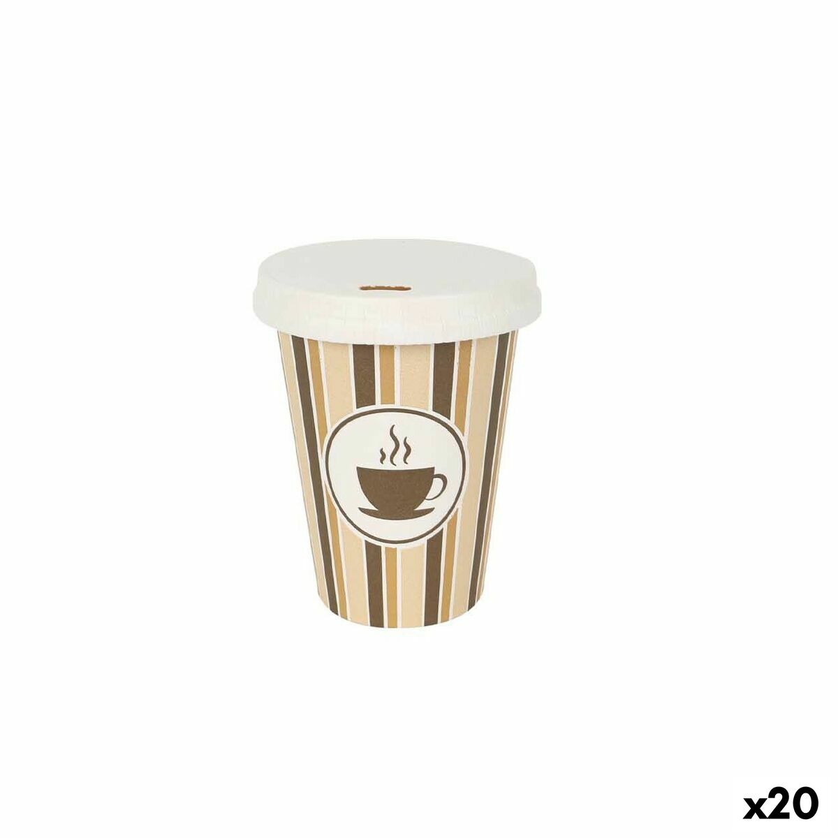 Set of glasses Algon With lid Disposable Coffee Cardboard 8 Pieces 220 ml (20 Units) Algon