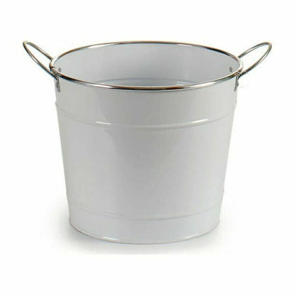 Planter With handles Silver Metal White (23 x 19,5 x 30,5 cm) (24 Units)