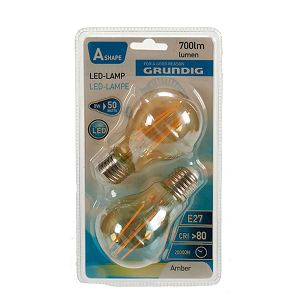 LED lamp Grundig 8 W 2300 K E27 Amber 700 lm (10Units) (6 x 10 x 6 cm)