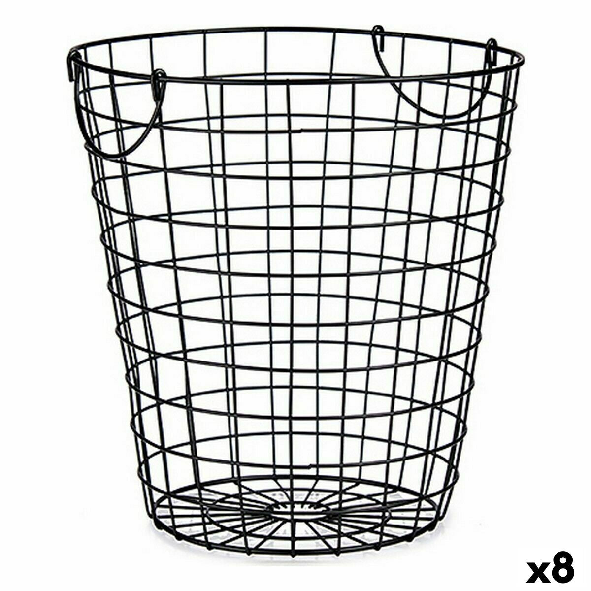 Basket With handles Black Steel 30 x 30 x 30 cm (8 Units)