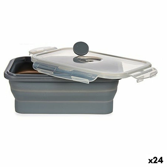 Rectangular Lunchbox with Lid Grey Silicone 800 ml 12,5 x 3 x 18,5 cm (24 Units)