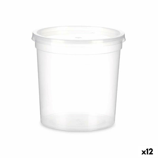 Round Lunch Box with Lid Transparent polypropylene 1 L 12,5 x 12,5 x 12,5 cm (12 Units) Leknes