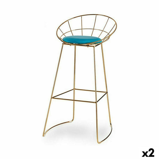 Stool Blue Golden Iron 51 x 94 x 52 cm (2 Units)