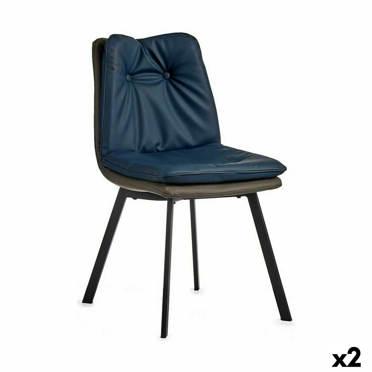 Armchair Buttons Blue Black Grey Steel 62 x 85 x 47 cm (2 Units)