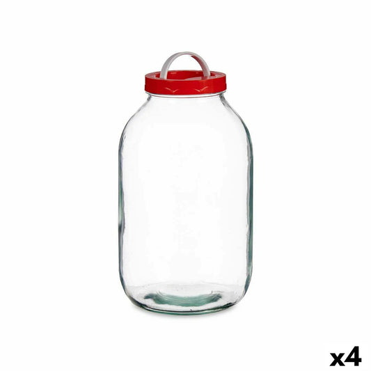 Jar Lid with handle Red polypropylene 5 L 16,5 x 29 x 16,5 cm (4 Units) Vivalto