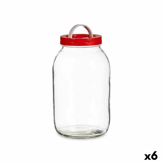 Jar Lid with handle Red polypropylene 3 L 13 x 24,3 x 13 cm (6 Units) Vivalto