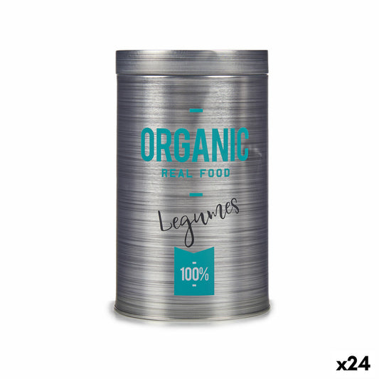 Tin Organic Legumes Grey Tin 10,4 x 18,2 x 10,4 cm (24 Units) Kinvara