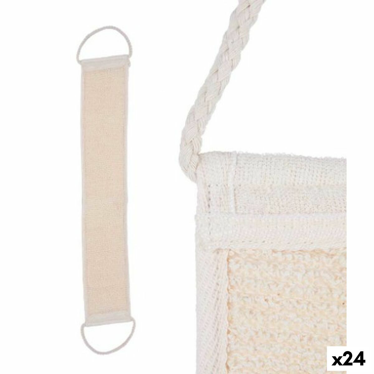 Body Sponge With handles White Beige 20 x 2,5 x 9,5 cm (24 Units) byKim Berilo