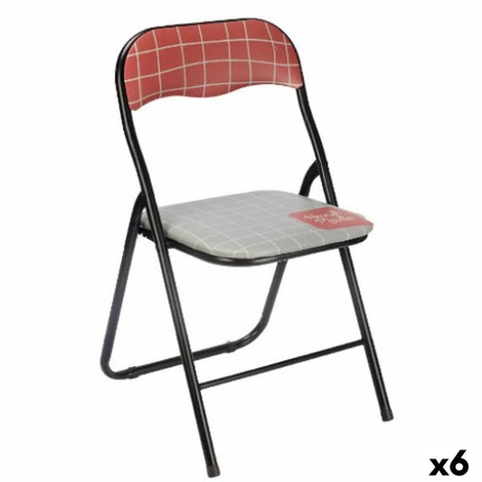 Folding Chair Hand Made Brown Black Grey PVC Metal 43 x 46 x 78 cm (6 Units) Gift Decor