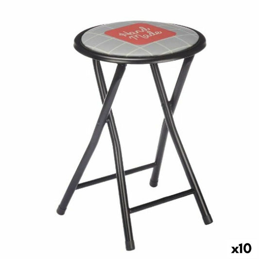 Folding Stool Hand Made Brown Black Grey PVC Metal 30 x 30 x 45 cm (10 Units) Gift Decor