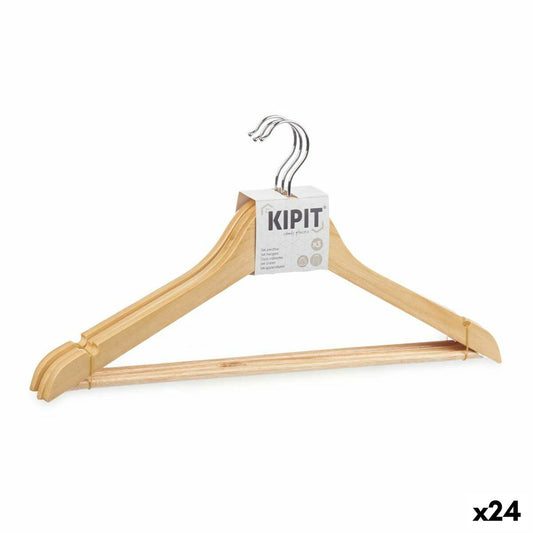 Set of Clothes Hangers Kipit 79417 Brown Wood Metal 44,5 x 1,2 x 23 cm (24 Units) Kipit