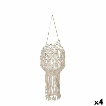 Candleholder Macrame White Cotton 24 x 90 x 24 cm (4 Units)