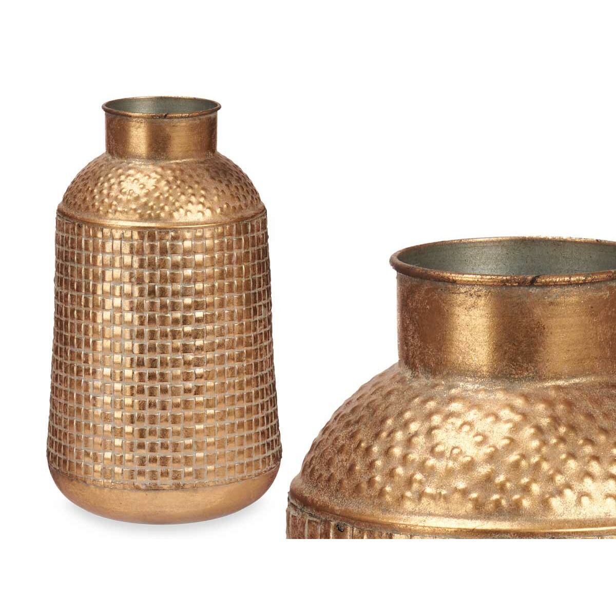 Vase Golden Metal 22,5 x 39,5 x 22,5 cm (4 Units) With relief