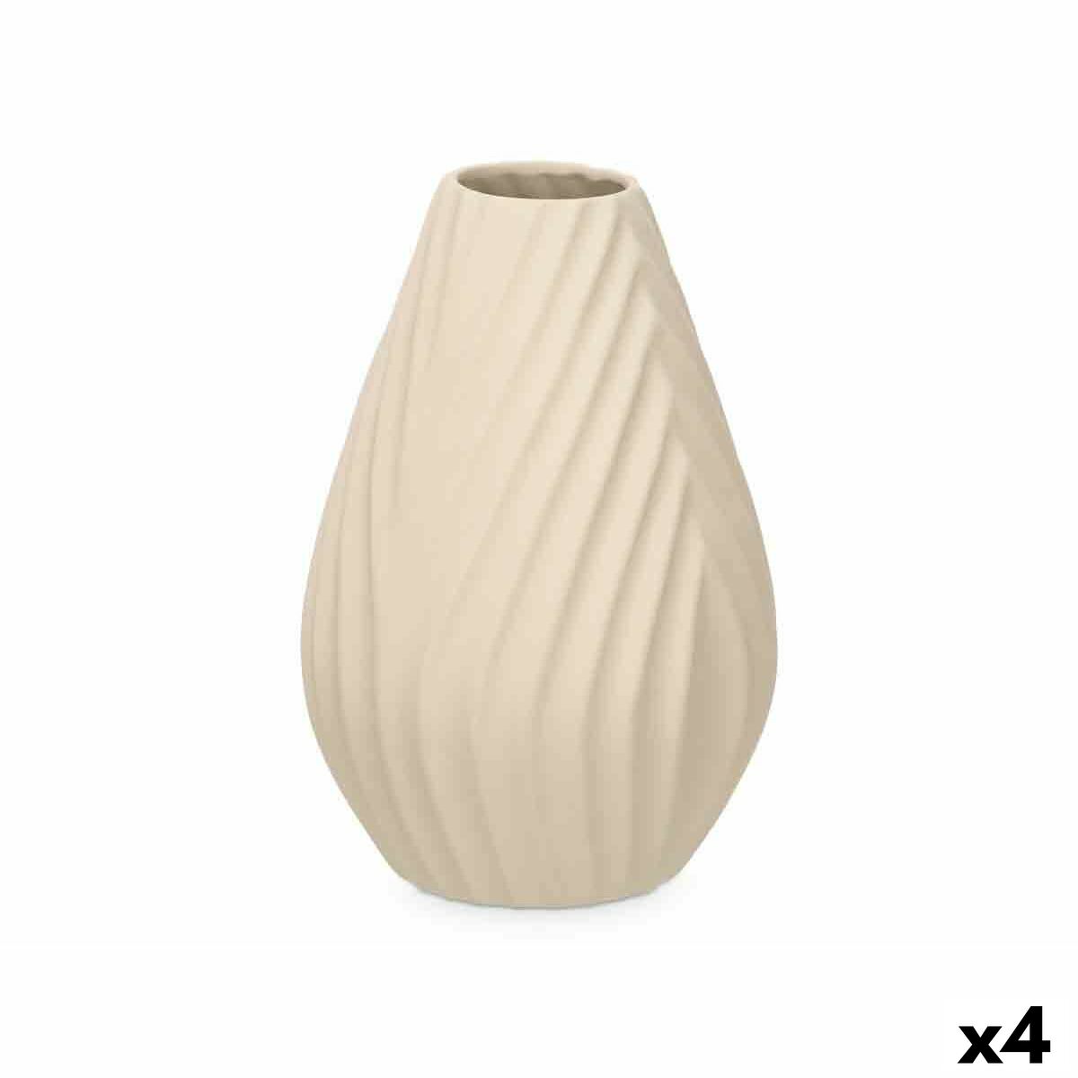 Vase Beige Ceramic 21 x 31 x 21 cm (4 Units) Stripes