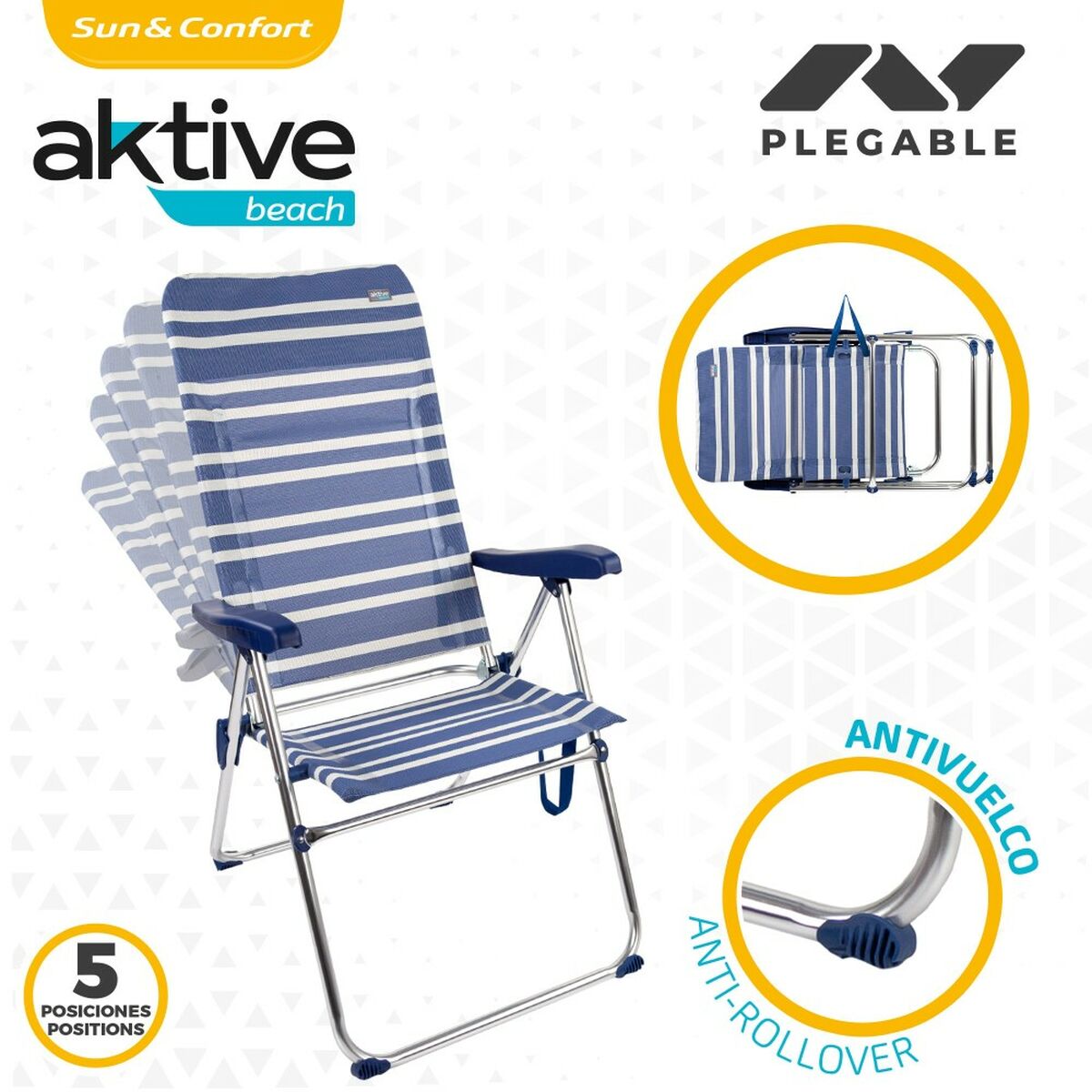 Folding Chair Aktive Mykonos 47 x 108 x 66 cm (4 Units)