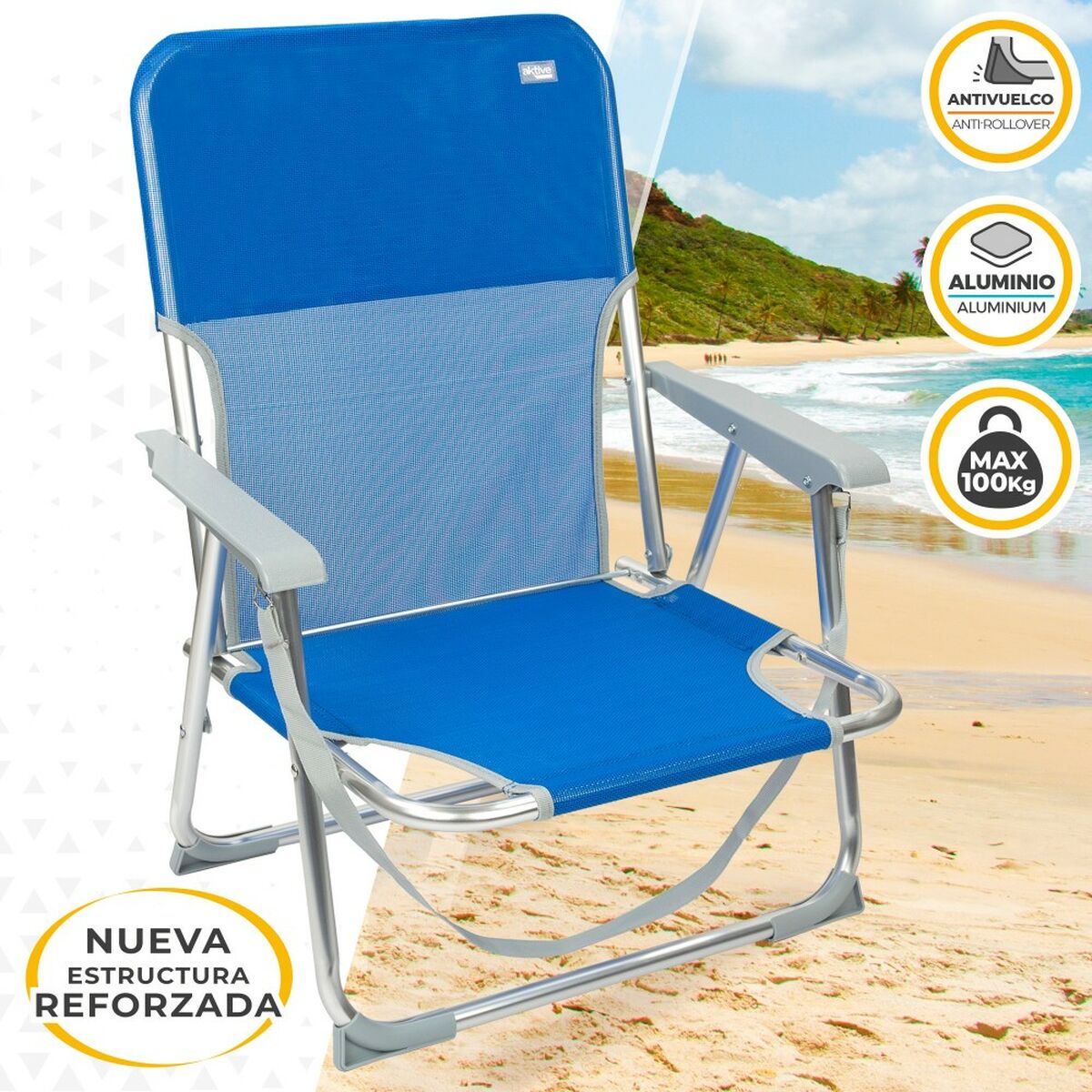 Folding Chair Aktive Gomera Blue 44 x 72 x 35 cm (4 Units)