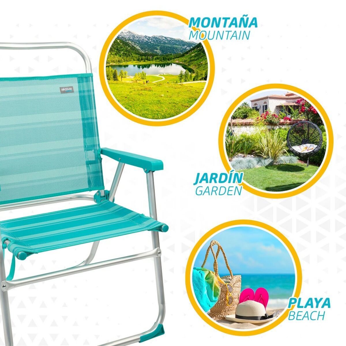 Beach Chair Aktive Turquoise 48 x 88 x 50 cm Aluminium Foldable (4 Units)