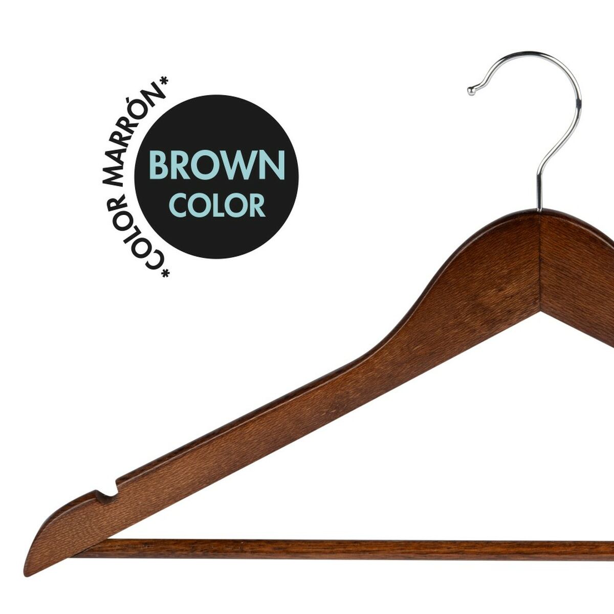 Set of Clothes Hangers Max Home Brown Wood Steel 44,5 x 23 x 1 cm 10 Pieces (6 Units)