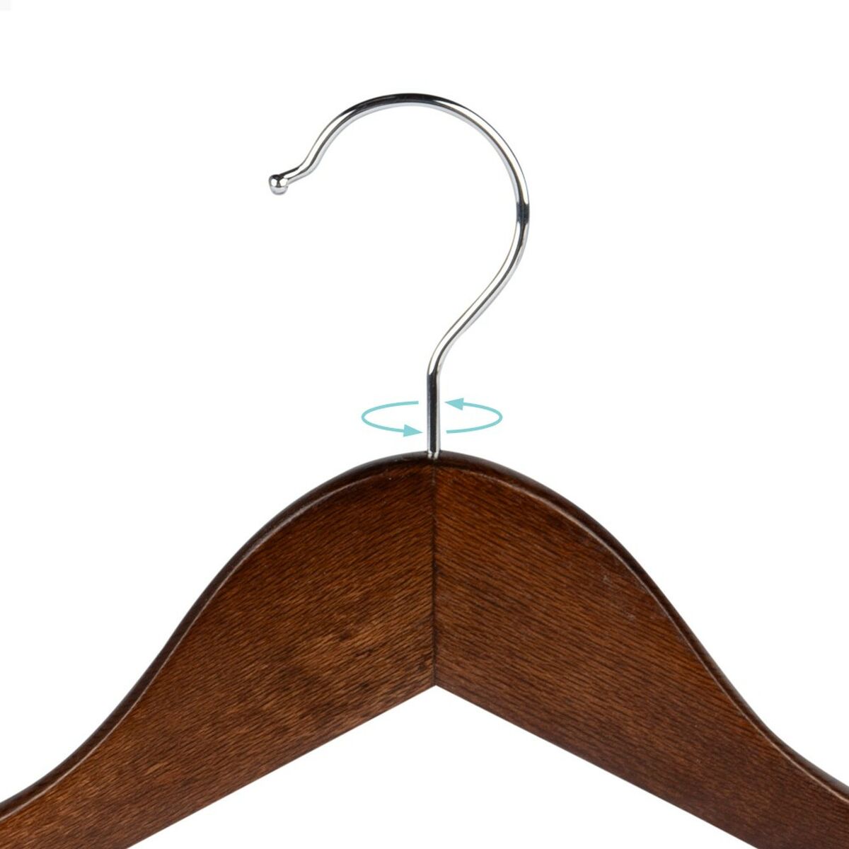 Set of Clothes Hangers Max Home Brown Wood Steel 44,5 x 23 x 1 cm 10 Pieces (6 Units)