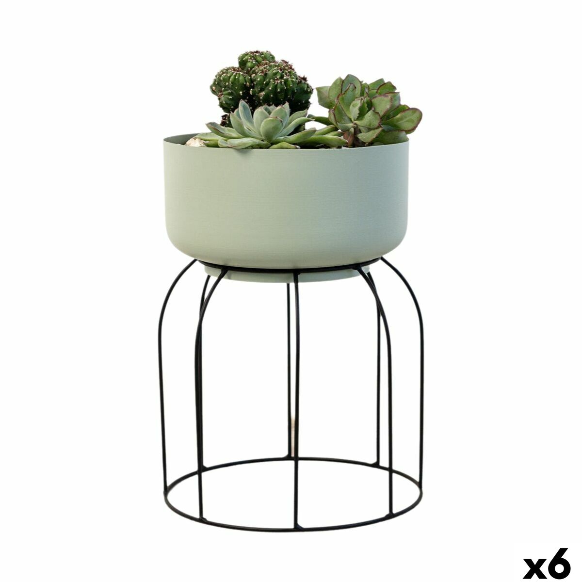 Planter with stand Vinthera Moa Green Metal 20 x 20 x 30 cm (6 Units) Vinthera