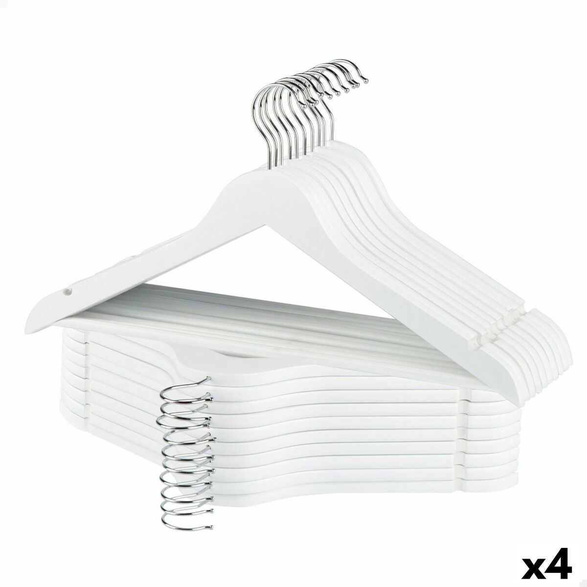 Set of Clothes Hangers Max Home White Wood Steel 44,5 x 23 x 1 cm 20 Pieces (4 Units)